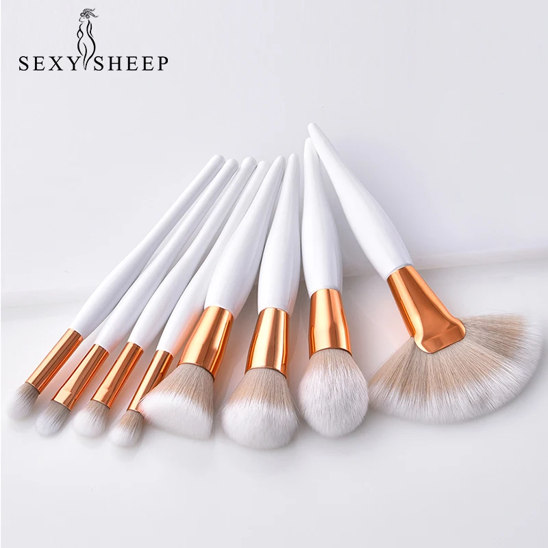 

SEXYSHEEP makeup brush kit soft synthetic head wood handle brushes fan flat brush set for women eyeshadow facial make up