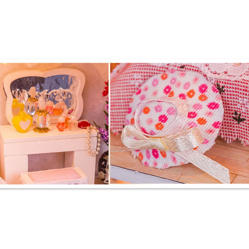 Новинка DIY деревянный кукольный дом с мебелью, романтический фиолетовый домик, миниатюрный кукольный домик, сборные игрушки для детского подарка на день рождения