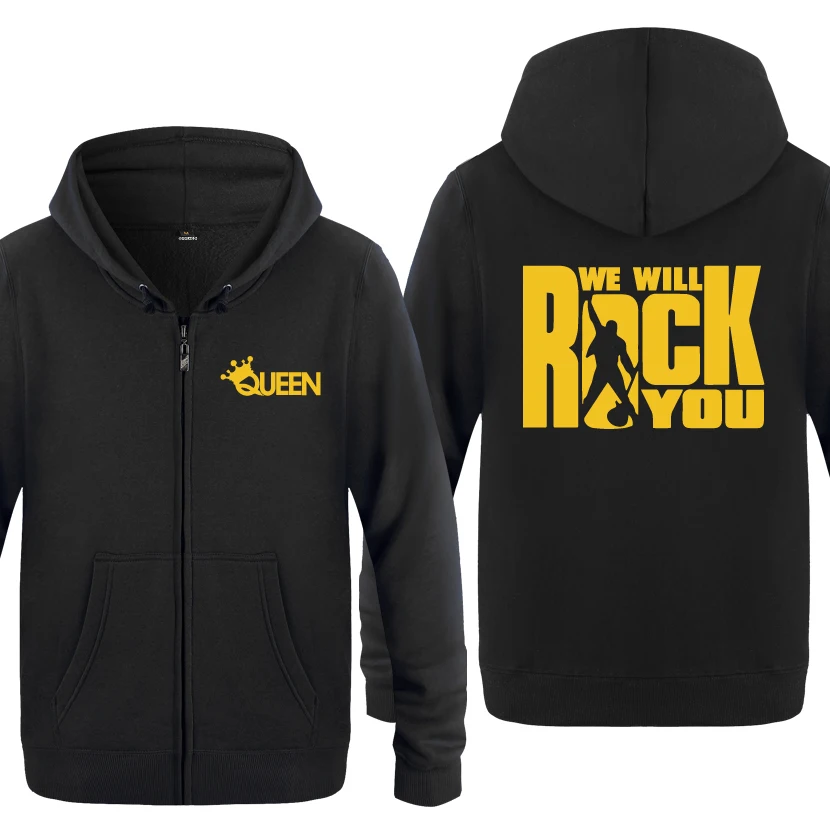 We Will Rock You queen толстовки рок-группы мужские мужские флисовые кардиганы на молнии толстовки с капюшоном - Цвет: HEY HUAT