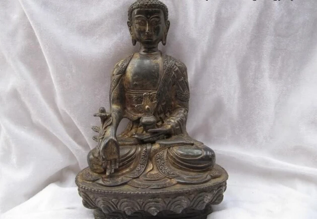 

150401 S0059 9 inch Tibet Bronze Buddhas Robe Shakyamuni Amitabha Tathagata buddha Statue
