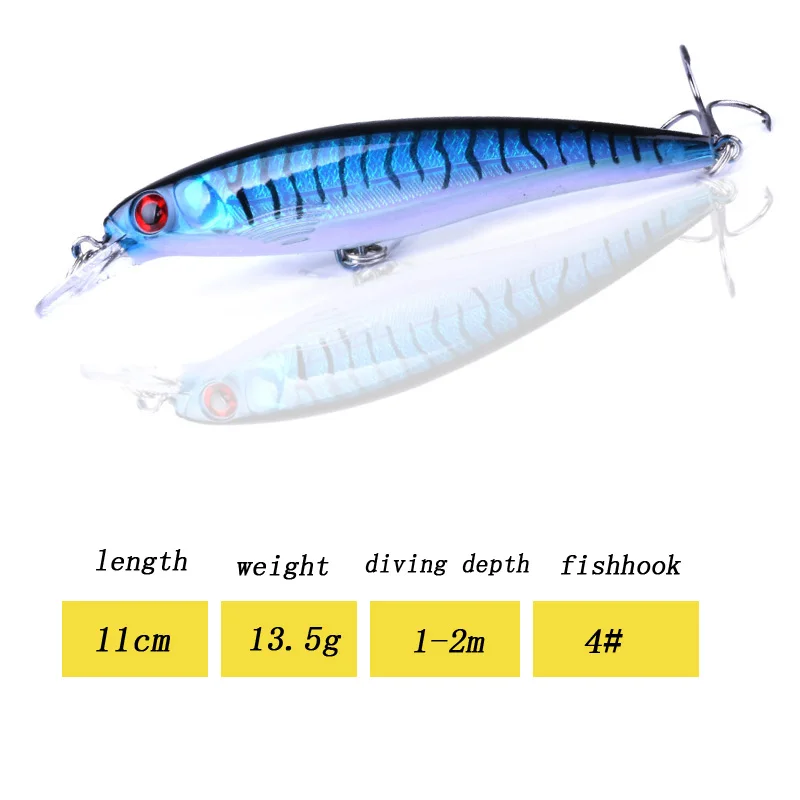 1 قطع الليزر أسماك الصيد السحر 11 سنتيمتر 13.5g3D عيون العائمة الصلب wobblers crankbait البلاستيك aritificial isca الطعم pesca