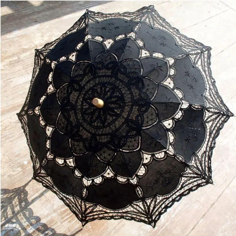

White/ Balck Elegant Lace Handmade Umbrellas For Bridesmaid Wedding Decoration Lace Umbrella Christmas Decoration