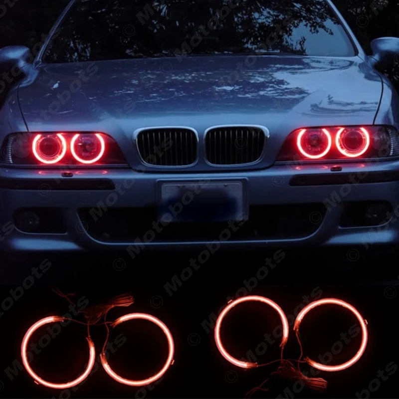 FEELDO 4*131 мм Красный Автомобиль CCFL Ангельские глазки комплект Halo Кольцо для BMW E36 E38