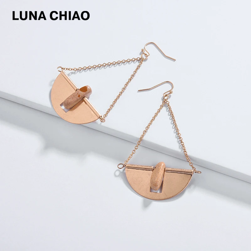 Женские серьги с золотым покрытием LUNA CHIAO 7 цветов полукруглые металлические