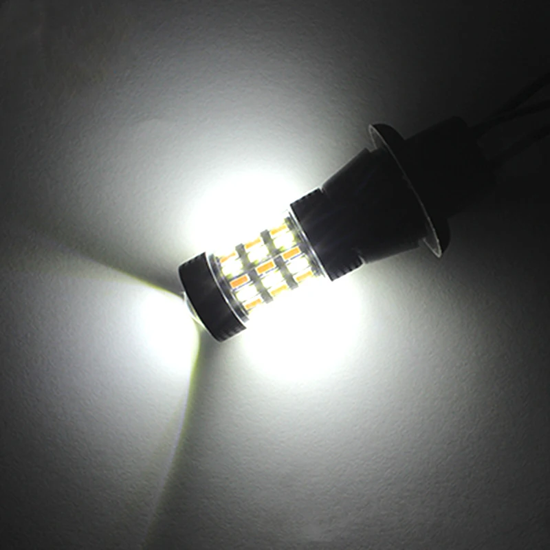 Dual Color WhiteAmber BAU15S BA15S 1156 Canbus Free Error DRL 4014 60 SMD 3156 7440 Turn Signal Reverse Lights 12V7
