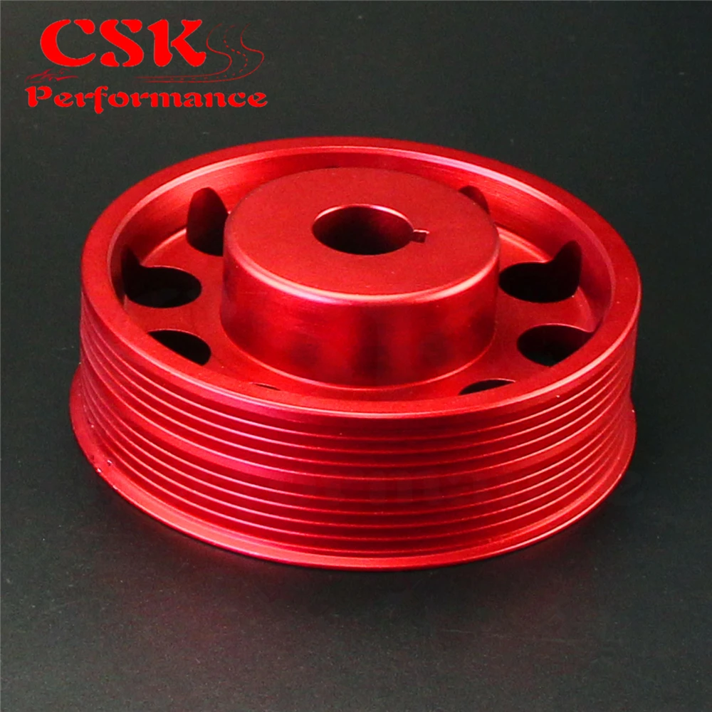 Aluminum Light-Weight Crankshaft Crank Pulley Fits For Subaru Impreza WRX STI Gray/Red/Black