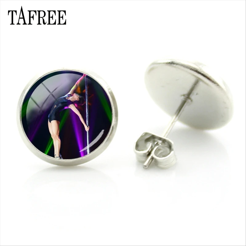 

TAFREE Pole Dance Stud Earrings Silver Color Earring High Quality Fashion Vintage Jewelry Accessories Women Gifts Jewelry PD79