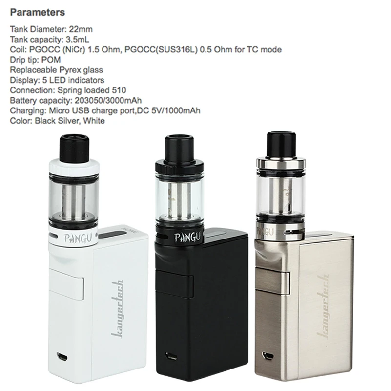 Стартовый набор KangerTech KONE 3000 мАч с емкостью Pangu 3 5 мл головка спирали PGOCC 0 Ом