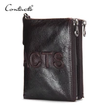 CONTACT’S 2017 Neue Marke Design Mode Für Männer Brieftasche Reißverschluss Pureses berühmte marke Aus Echtem Leder Kurze Brieftaschen Kupplung Münzen Taschen