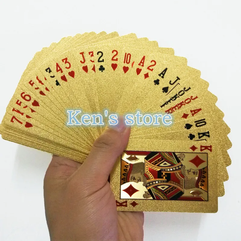 Free Shipping Golden Playing Cards Deck Gold Foil Poker Magic Card Durable Waterproof Cards Close-up Street Magic Tricks Kid Toy Free Shipping Golden Playing Cards Deck Gold Foil Poker Magic Card Durable Waterproof Cards Close-up Street Magic Tricks Kid Toy