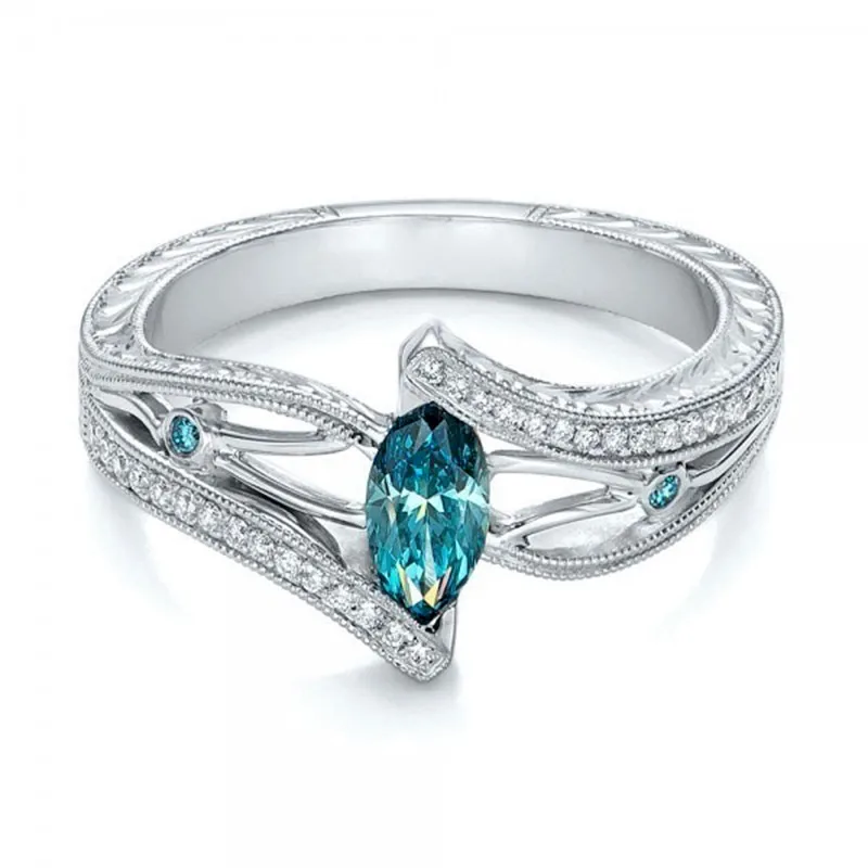CUTEECO Мода Кристалл Циркон Обручальное свадебное кольцо для женщин геометрические вечерние кольца женский Bijoux массивные украшения - Цвет основного камня: Green