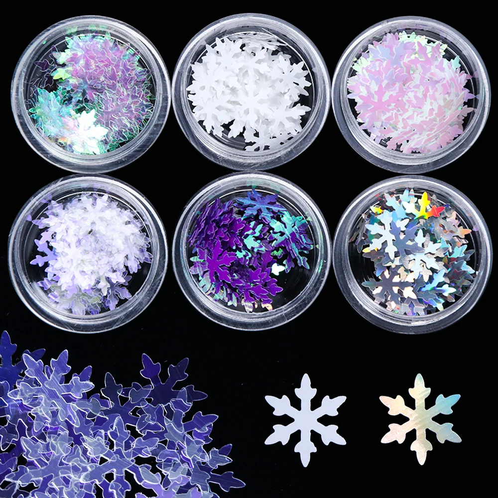 

6pcs Nail Glitter Sequins Snowflake AB Chameleon Shiny Nail Art Flakes UV Gel Polish Paillette Manicure Decor Tips JIDX01-06-1