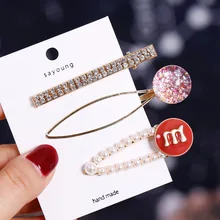 3 шт./компл. Заколки для волос для девушки, принадлежности для волос простой светильник роскошные красивые стразы для волос заколка для взрослых Головные уборы комплект G0430