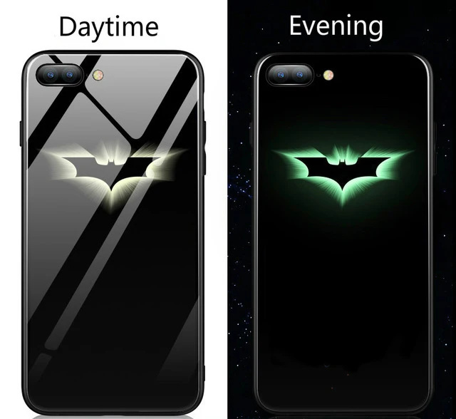 Coque Marvel Мстители Бэтмен Капитан Америка Железный человек Супермен светящийся стеклянный чехол для iPhone X 7 8 6 6s Plus 5s SE XS Max Case чехол на айфон - Цвет: Batman