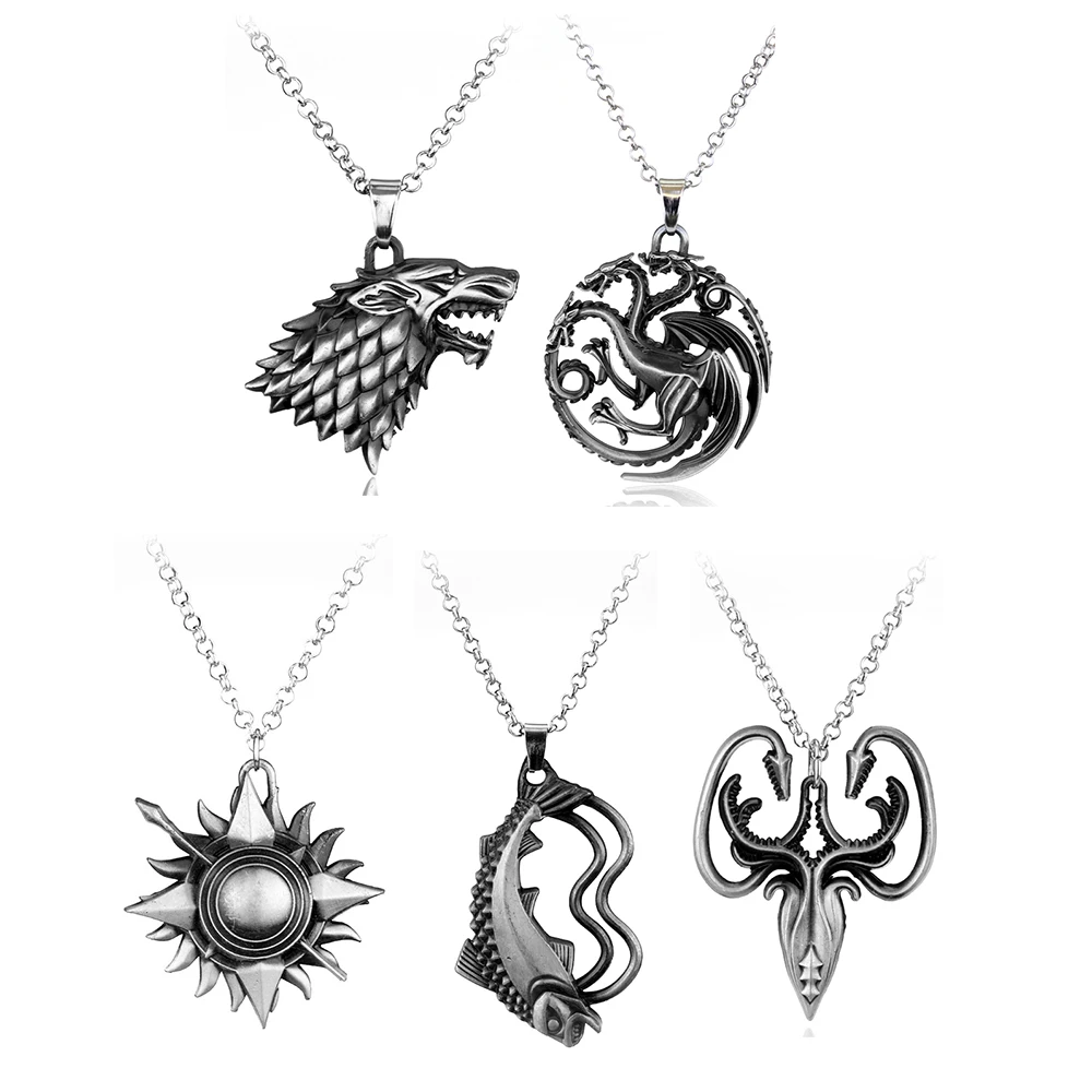 Hot TV Series Game Of Thrones Pendant Necklace House Stark Targaryen  Lannister Baratheon Logo Metal Statement Jewelry Gift - AliExpress Jewelry  & Accessories