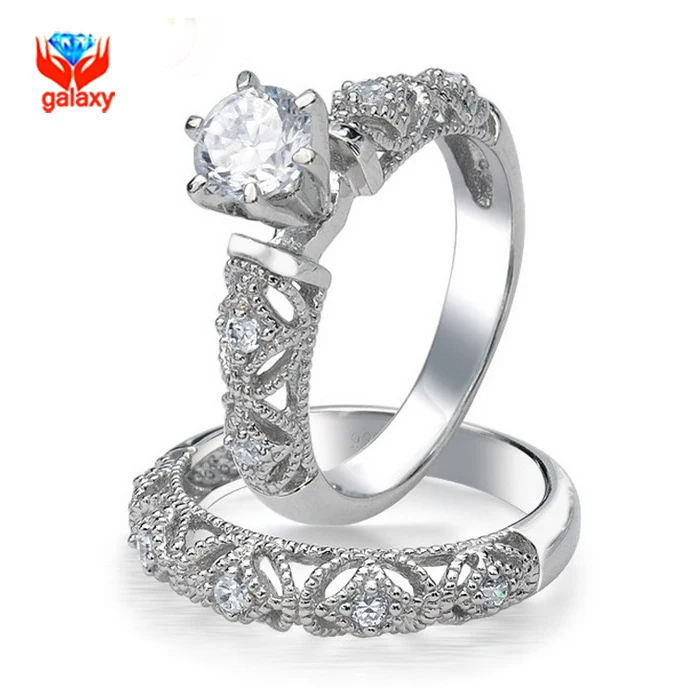 

YHAMNI Brand Fine Carving Craft Wedding Rings For Women Top Quality Round CZ Diamant Ring Lover's Two Ring Gift of Love YH394