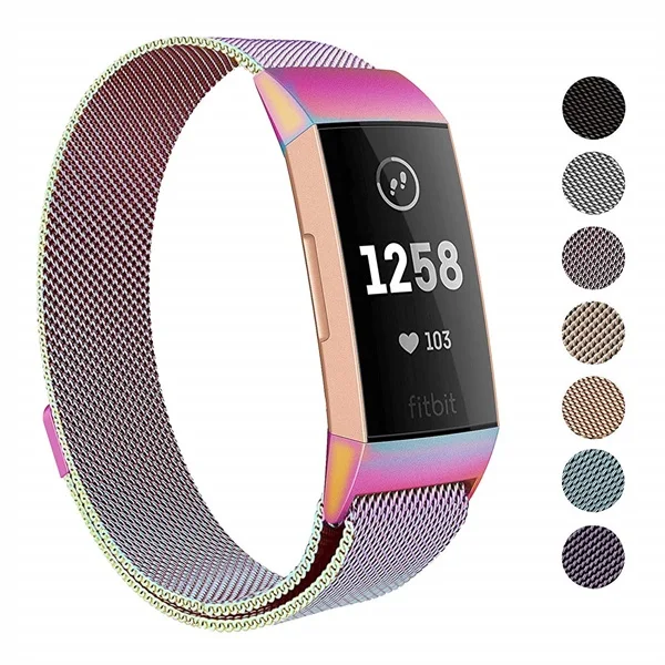 Магнитный браслет из нержавеющей стали для Fitbit Charge 3 браслеты с деталями миланские полосы для зарядки 3 Аксессуары для часов - Цвет: for Fitbit Charge 3
