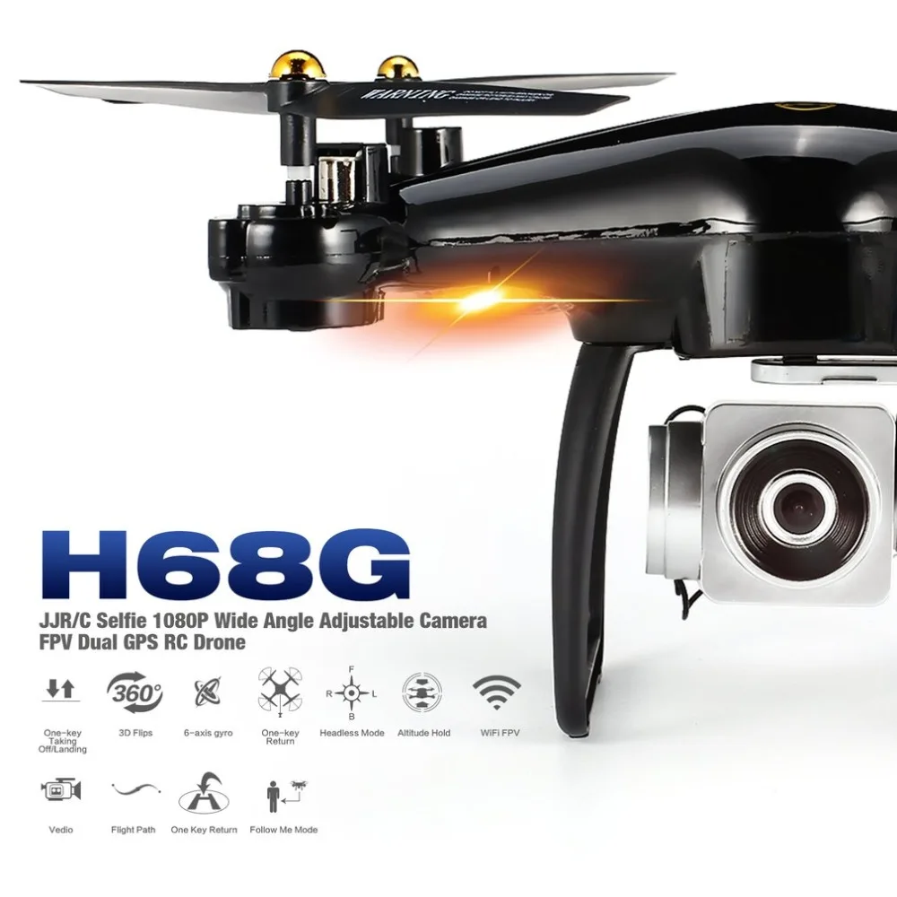 

JJR/C H68G Selfie Dual GPS Positioning RC Drone Quadcopter with 1080P Wifi FPV Adjustable Wide Angle Camera Follow Me