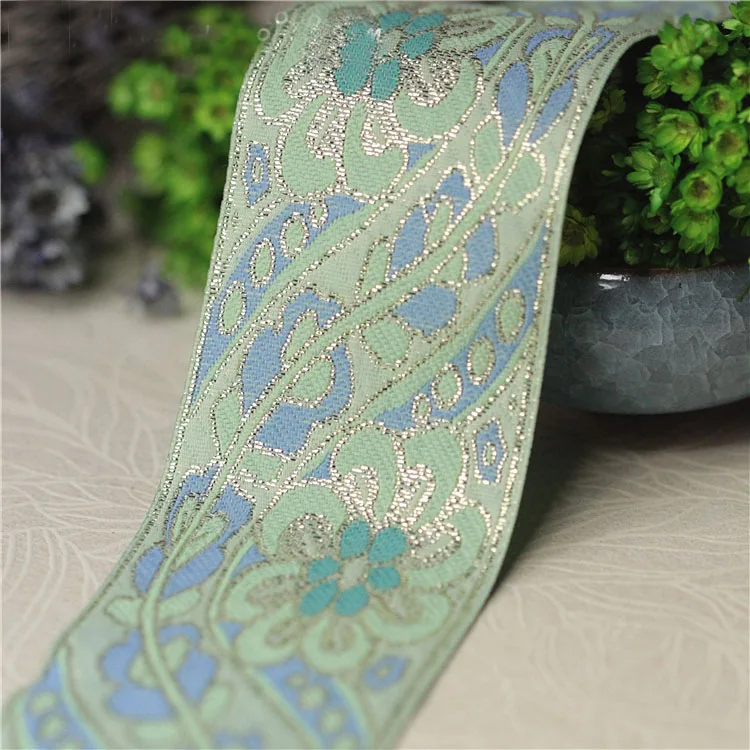 

Exquisite blue ethnic wave embroidery rich gold lace apparel accessories sewing decorative ribbon width 5CM/2.5CM A1477