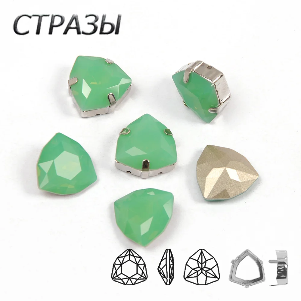 

Crystal Pacific Opal Sewing Rhinestone 6A Excellent Trilliant Triangle Gemstones Sew On Rhinestones For Gymnastic Wear