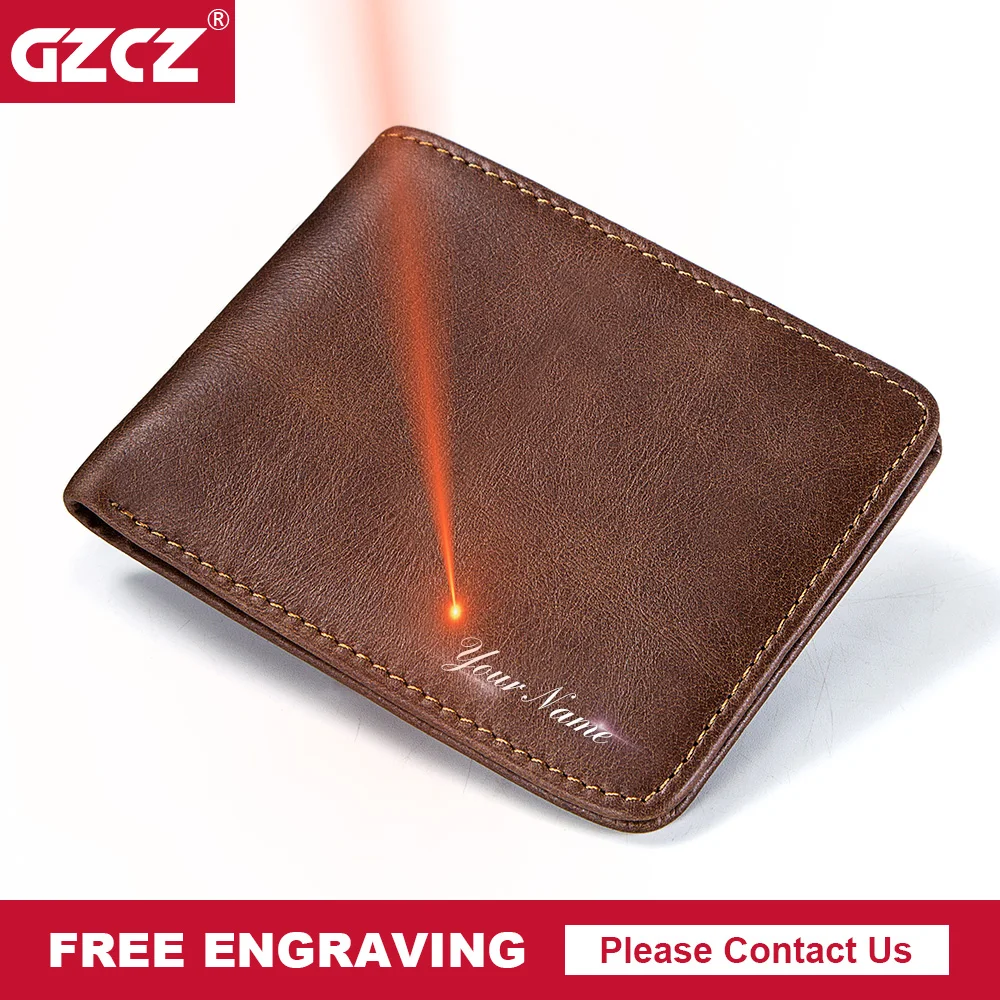 Скидка GZCZ Бесплатная гравировка мужской кошелек кожаный кошелек маленькие кошельки для денег новый дизайн доллар тонкий кошелек сумка для денег м...