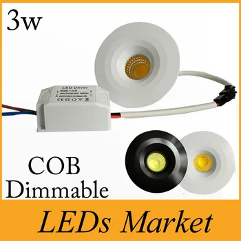 

Mini Cob 3w led downlight led recessed lights lamp dimmable exhibition lamp AC110-240v warm/cold white CRI 85 + driver UL CE