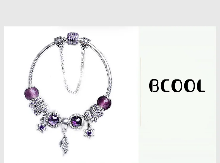 

100%925 Sterling Silver Original 1:1 Fashionable Silver Charm Bracelet Butterfly Crystal Beads Bracelet Jewelry Free Package