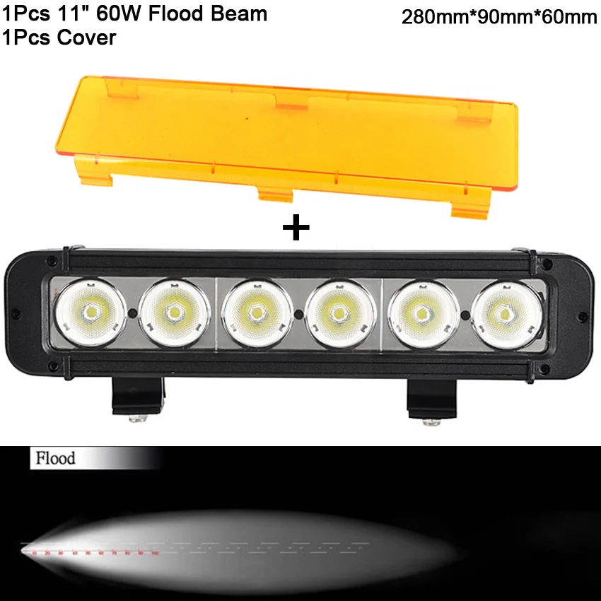 5 ''20 Вт 8'' 40 Вт 11 ''60 Вт светодиодный рабочий свет бар Спот Наводнение Combo балки лодка мото УАЗ ATV 4x4 грузовик внедорожный Барра де светодиодные противотуманные фары - Цвет: 1x 60W Flood beam
