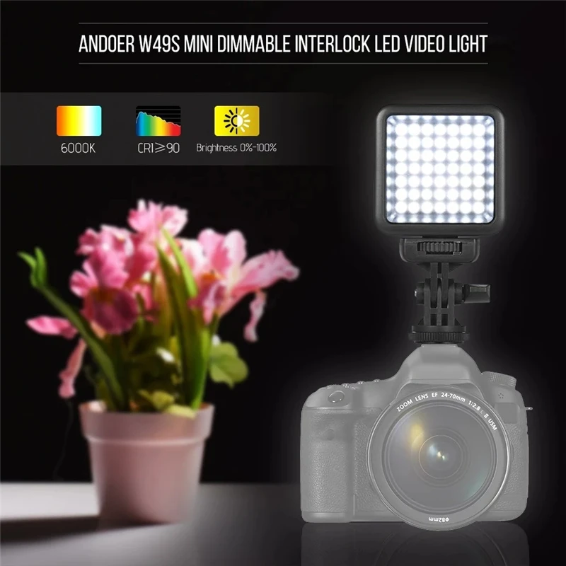 49 LED Video Camera Fill Light Dimmable Hotshoe Mount Photographic