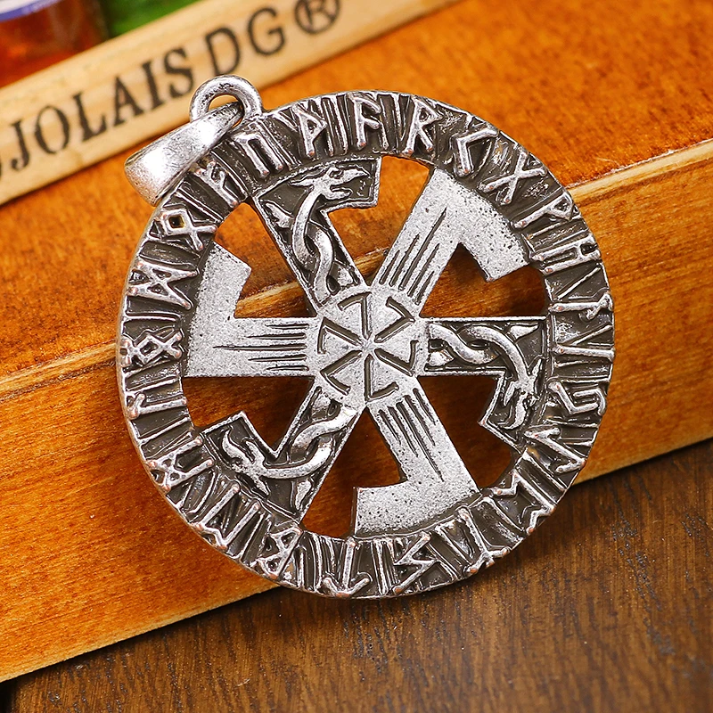 

Kolovrat with Dragon in Rune Round Pendant Viking Slavic Drop Shipping