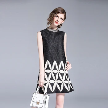 

Office Lady Dress Fashion A-Line Smooth Design Polyester Stand Women Dresses Sexy&Club Above Knee Mini Sleeveless Dresses Cheap