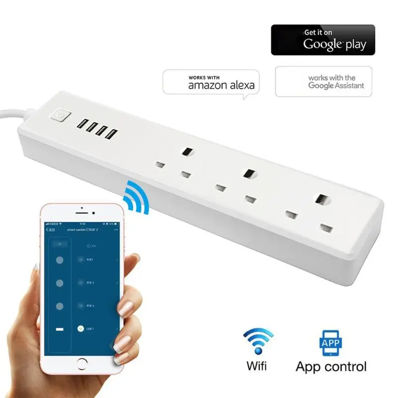 

Smart Socket WiFi Wireless Remote Control UK Plugs USB Ports Timer Switch Energy Saving Distance Operate 1875W 100V-125V