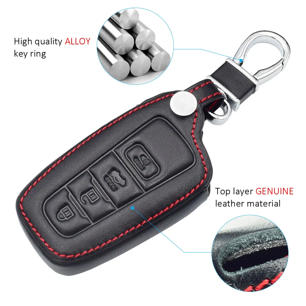 4 кнопки кожаный чехол для ключей автомобиля для Toyota Prado CHR C-HR Camry Smart Keyless дистанционный брелок крышка аксессуары авто брелок сумка
