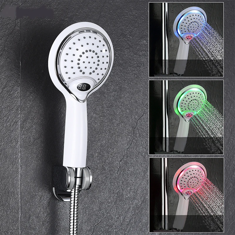 ЖК-дисплей ручной душ, LED ручной Насадки для душа с Температура цифровой Дисплей, 3 цвета менять воду питание, светодиодный душ спрей