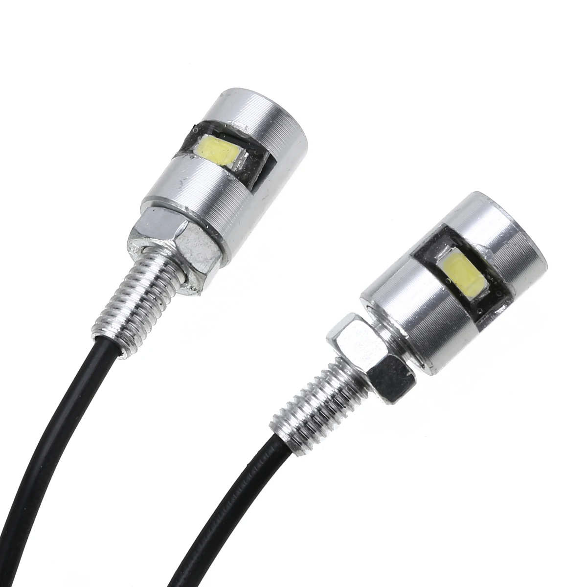 2pcs/set Chrome Car Motorcycle License Plate Screw Bolt Light Bulb Lamp Universal Moto DC12V 0.24W White SMD LED 17*12*12mm