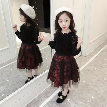 

Autumn Children's Wear Three Pieces Set New Girls Lace Long Sleeved Dress Children's Lace Princess Dress.