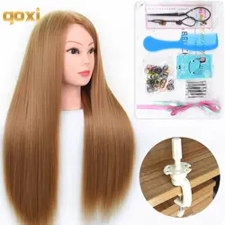 Qoxi Professional training головки с длинными толстые волосы практика парикмахерский Манекен Куклы укладки волос maniqui тете для продажи