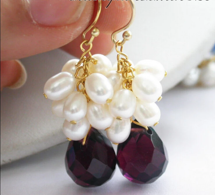 

FREE SHIPPING>>> Free shipping WOW 17mm lemon yellow Teardrop faceted crystal white pearl dangle earring Z5784 new