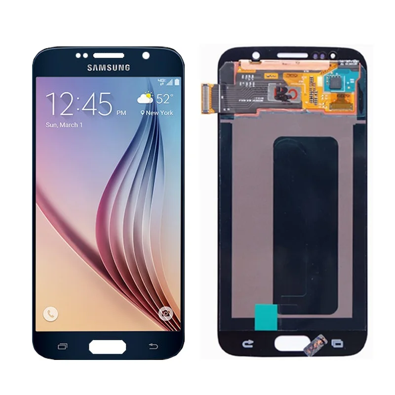 5,1 ''Супер AMOLED Замена для samsung Galaxy S6 G920 G920i G920F G920W8 ЖК-дисплей с сенсорным экраном дигитайзер - Цвет: Black No Frame