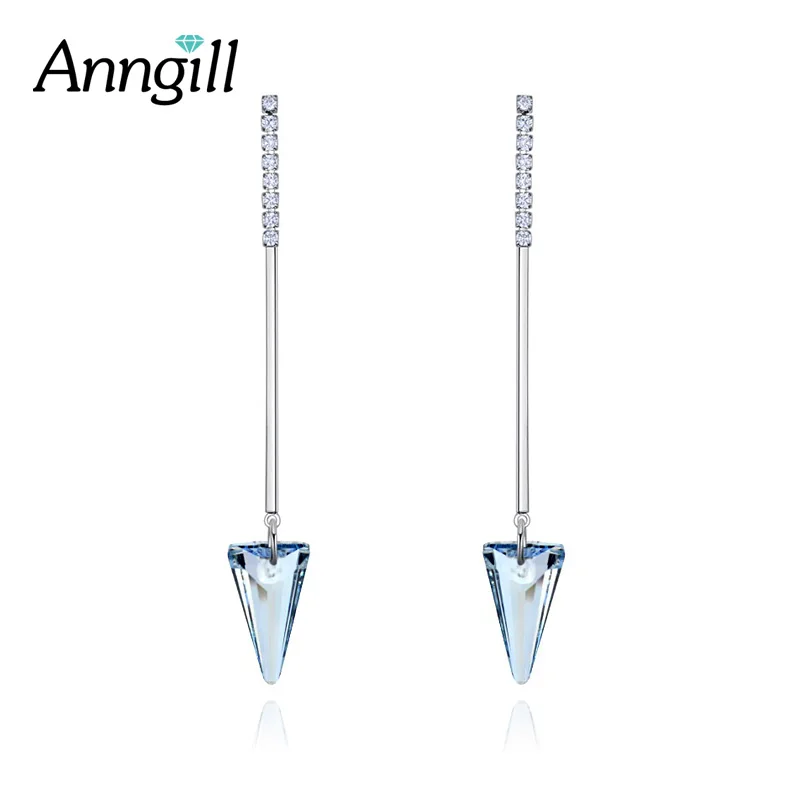 Cristais de Swarovski Longos para Mulheres Anngill Novos Brincos Elegante Geometria Forma Casamento Moda Jóias Brinco