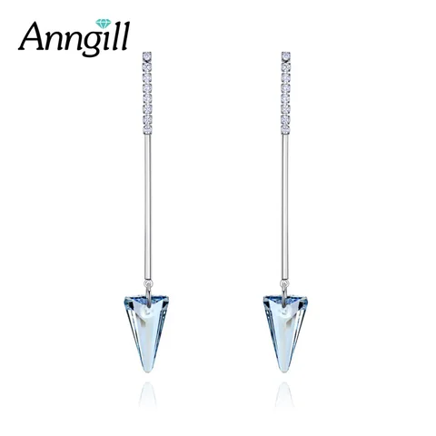 Cristais de Swarovski Longos para Mulheres Anngill Novos Brincos Elegante Geometria Forma Casamento Moda Jóias Brinco