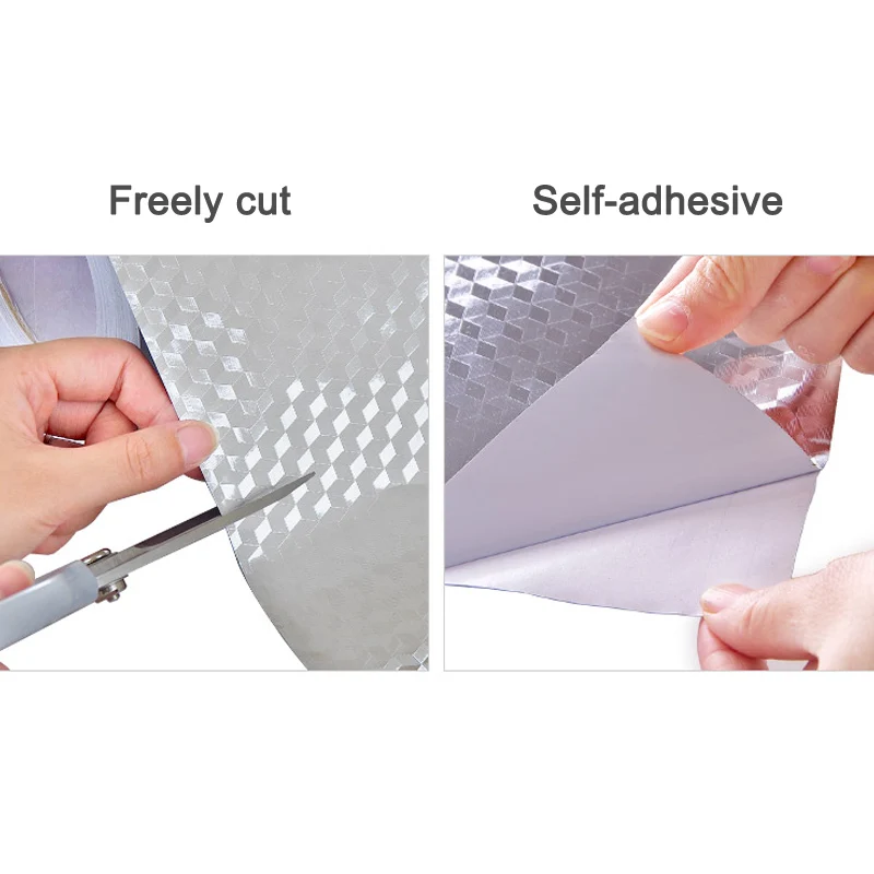 Self Adhesive Waterproof Oil-proof Aluminum Foil Wallpaper Kitchen Stove Wall Sticker WXV Sale