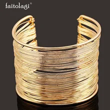 Punk Bracelets & Bangles For Women Jewelry Metal Bangles Open Bangle With Circle Multi-Layer Bracelet Femme