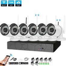 Plug and Play 6CH 1080P HD Wireless NVR Kit P2P 720P Indoor Outdoor IR Night Vision Security 1.0MP IP Camera WIFI CCTV System