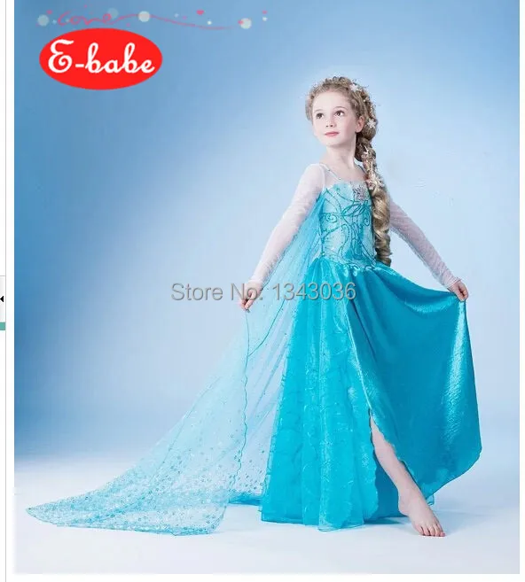 E-babe/, летнее платье принцессы Эльзы, голубого цвета, F rozen Карнавальный костюм для маленьких девочек детское платье из фатина с блестками, vestidos