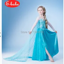 E-babe/, летнее платье принцессы Эльзы, голубого цвета, F rozen Карнавальный костюм для маленьких девочек детское платье из фатина с блестками, vestidos