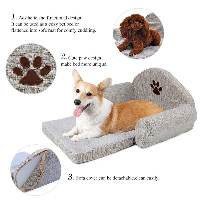 Best Pet Removable Dog Bed Four Seasons Gray Dog Sofa Dog Cat House Washable Pet Cushion For Pet bed Animals Pet Products