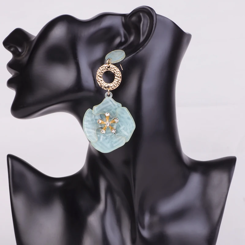 GuanLong Trendy Big Acrylic Drop Earrings for Women 2018 New Crystal Dangling Resin Earrings Fashion Jewelry Long Flowers Brincos (4)