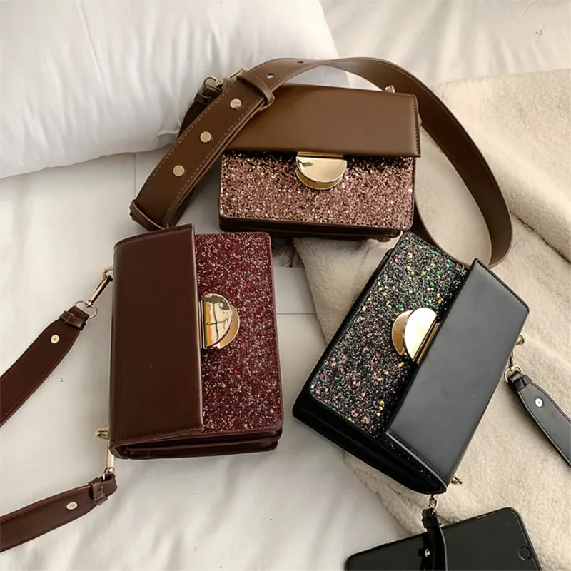 

Leather Mini Small Women Crossbody bag women's handbag messenger shoulder bag Fashion sequin shoulder bag
