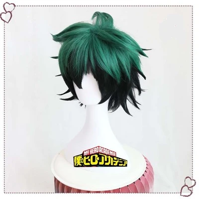 Парик My Boku no Hero моя геройская Академия Izuku Midoriya Короткие Зеленые черные